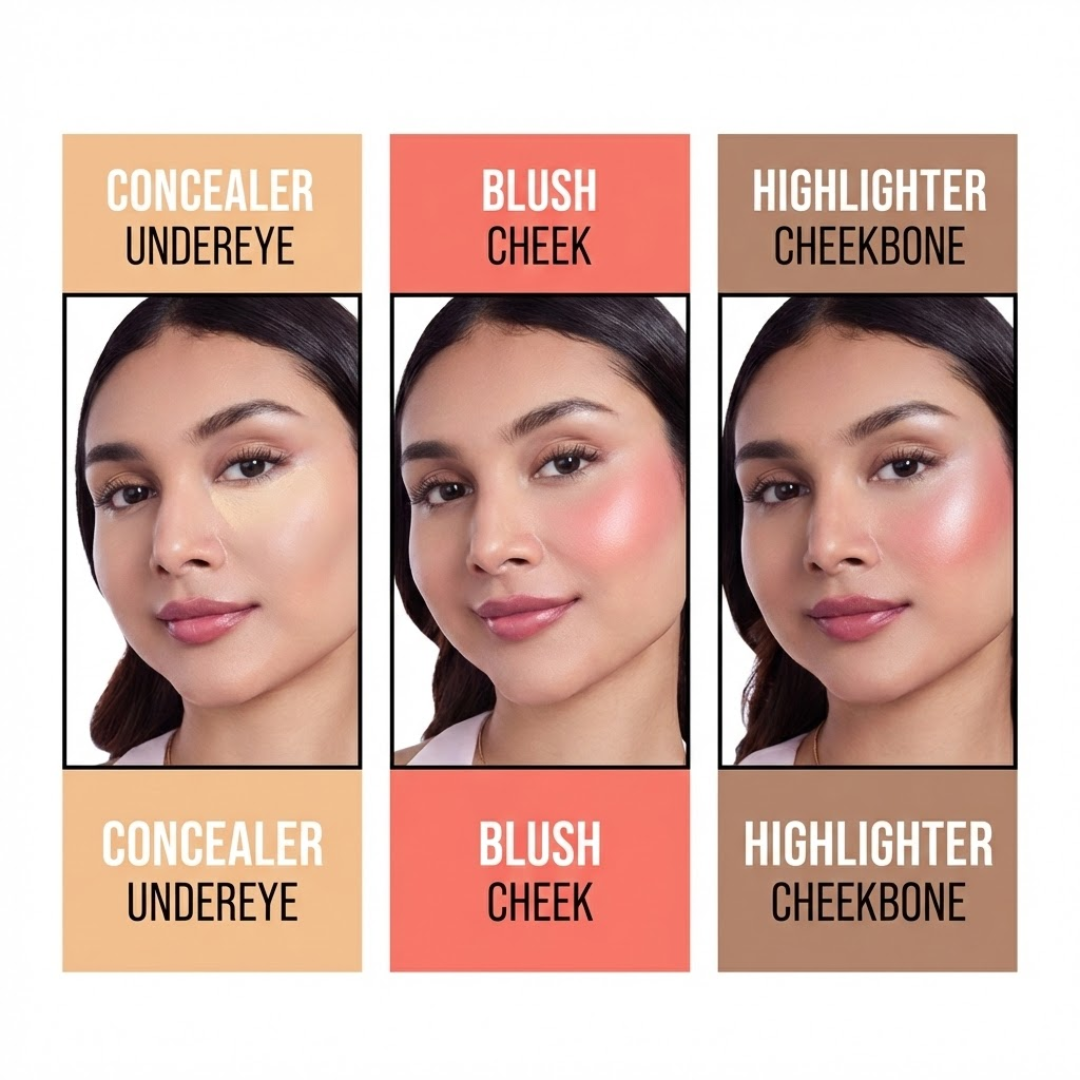 STAZE Glow 3-in-1 Pocket Beauty Kit | Concealer + Blush + Highlighter | Buildable, Blendable, 12-Hour Wear