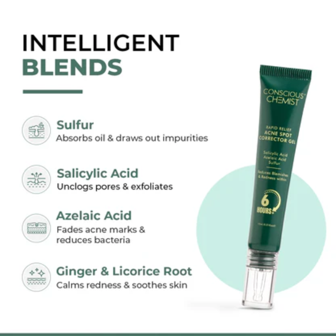 Conscious Chemist Acne Relief Gel | Reduces Pimples Fast | Controls Oil | Calms Redness