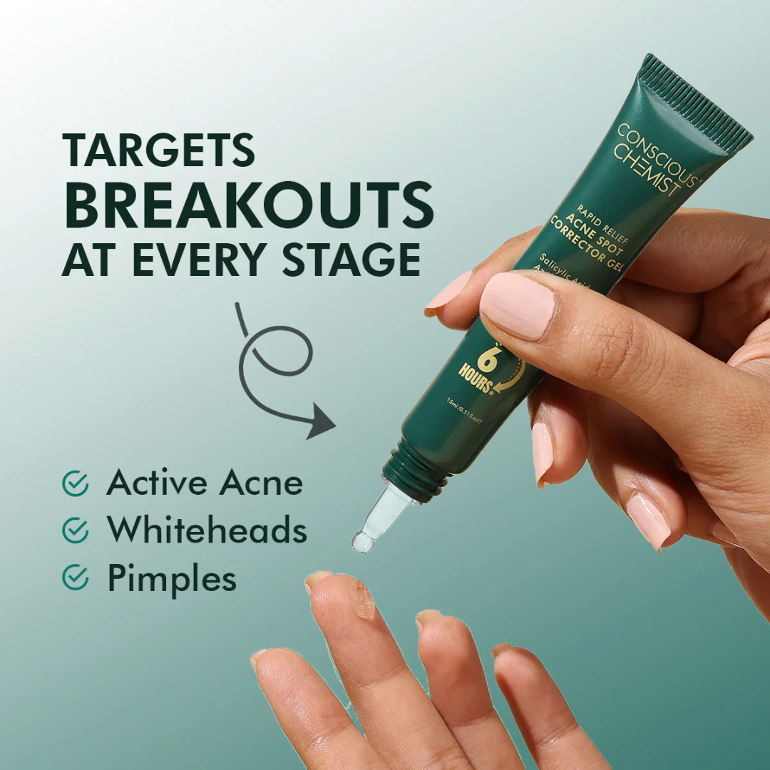 Conscious Chemist Acne Relief Gel | Reduces Pimples Fast | Controls Oil | Calms Redness