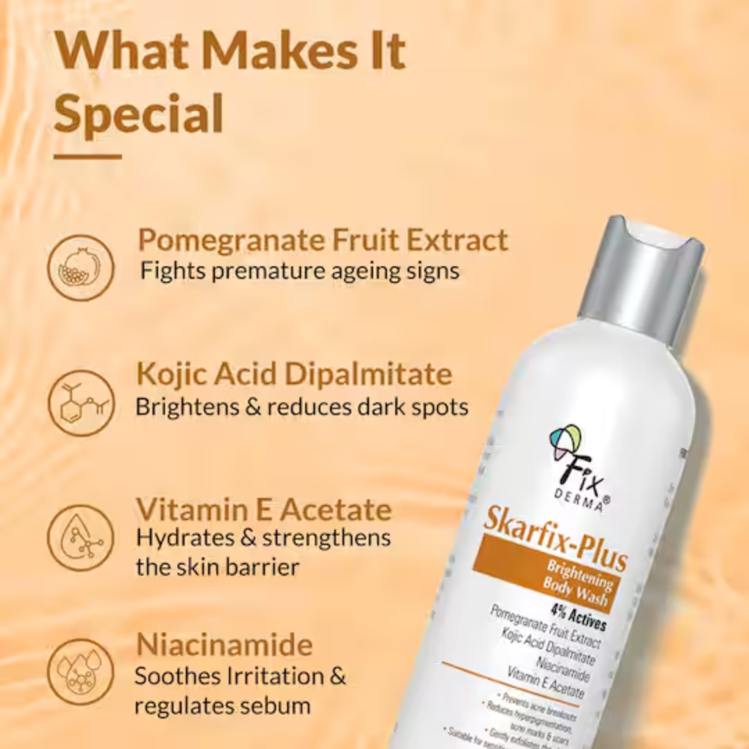 Skarfix-Plus Brightening Body Wash | 4% actives to cleanse, brighten, and fade dark spots - Instant DeTan Solution