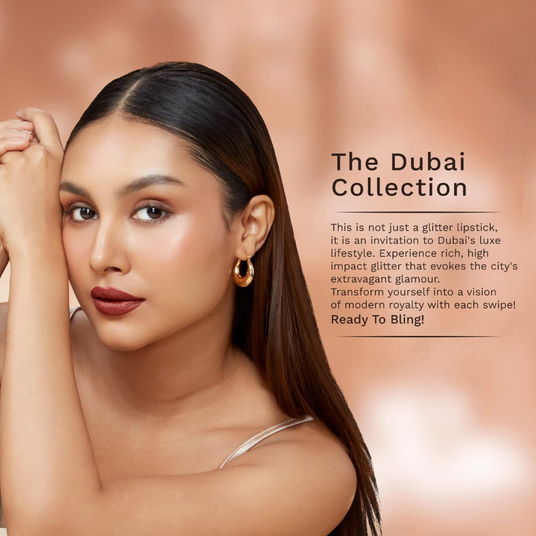 Pilgrim Glitter Lipstick – The Dubai Collection | High-Impact Sparkle, Frosted Shimmer & Non-Drying Luxury Lipstick