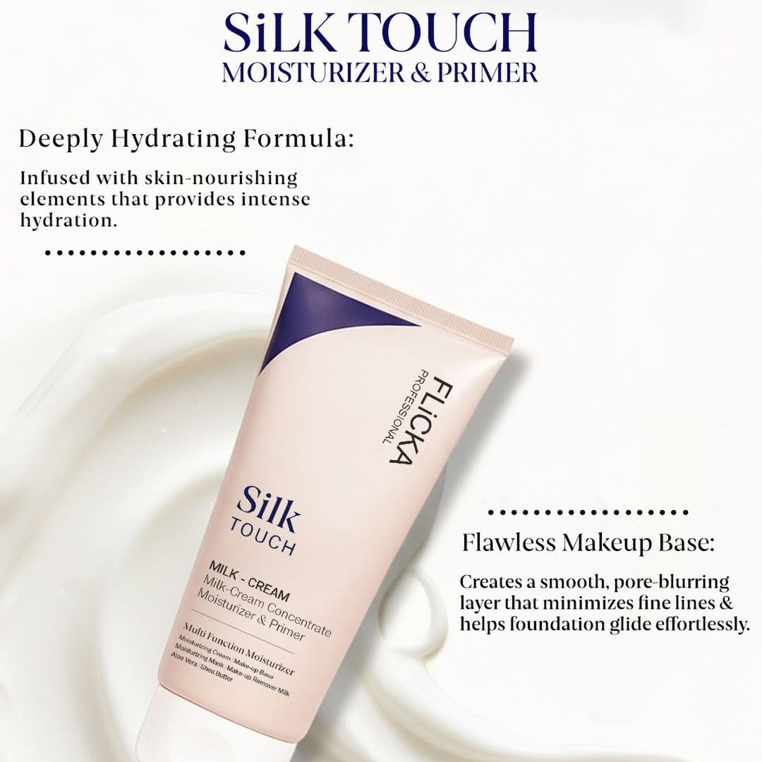 Flicka Silk Touch 3 in 1 Moisturizer and Primer for Face | Long-Lasting, Flawless and Dewy Makeup Base | Pore Minimizer | All Skin Types